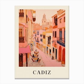 Cadiz Spain 1 Vintage Pink Travel Illustration Poster Canvas Print