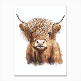 Highland Cow Illustration Watercolor Painting Canvas Print