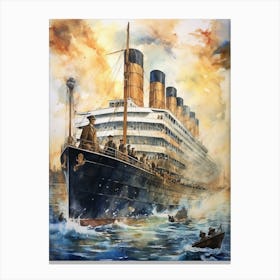 Titanic Ship Watercolour Painting 1 Canvas Print