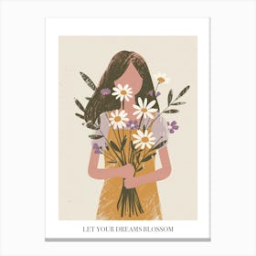 Let Your Dreams Blossom Poster Spring Girl With Purple Flowers 6 Canvas Print