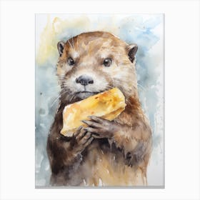 Otter Eating Bread Canvas Print