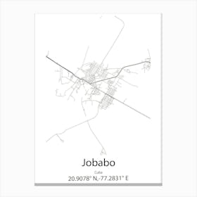 Jobabo,Cuba Minimalist Map Canvas Print