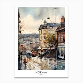 Oslo, Norway 4 Watercolor Travel Poster Canvas Print