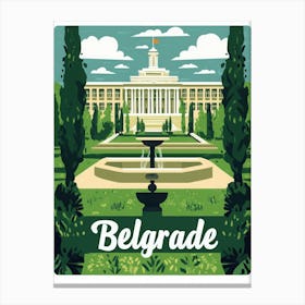 Aihrgdesign A Mid Century Modern Travel Poster For Belgrade 3 Canvas Print