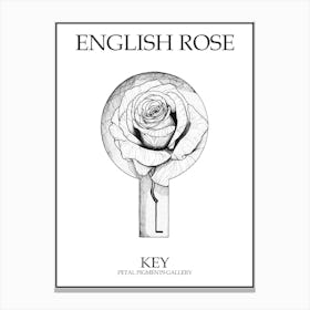 English Rose Key Line Drawing 3 Poster Canvas Print