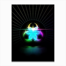 Neon Geometric Glyph Abstract in Candy Blue and Pink with Rainbow Sparkle on Black n.0023 Canvas Print
