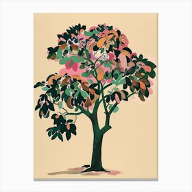 Pecan Tree Colourful Illustration 3 Canvas Print