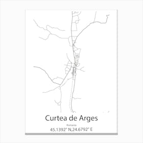 Curtea De Arges,Romania Minimalist Map Canvas Print