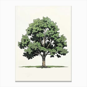 Oak Tree Pixel Illustration 3 Canvas Print