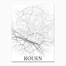 Rouen, Seine Maritime, France, City Map, Black And White Fade Design Leinwandbild