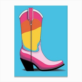 Cowgirl Boots Bright Colours Illustration 3 Canvas Print