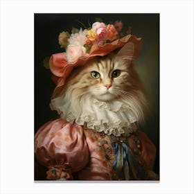 Royal Cat Portrait Rococo Style 7 Canvas Print