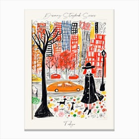 Poster Of Tokyo, Dreamy Storybook Illustration 4 Canvas Print