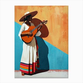 Mexican Woman Playing Guitar, Mexico Canvas Print