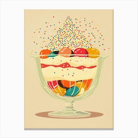 Trifle With Rainbow Sprinkles Beige Illustration 2 Canvas Print