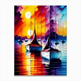 Sailboats At Sunset Canvas Print