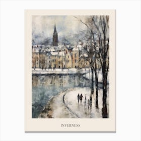 Vintage Winter Painting Poster Inverness United Kingdom 1 Canvas Print