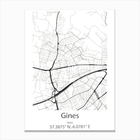 Gines,Spain Minimalist Map Leinwandbild