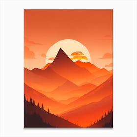 Misty Mountains Vertical Composition In Orange Tone 49 Canvas Print