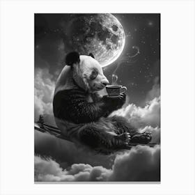 Panda Bear In The moon Canvas Print