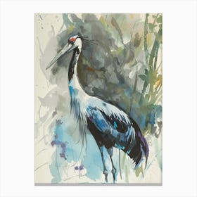 Crane Colourful Watercolour 1 Canvas Print