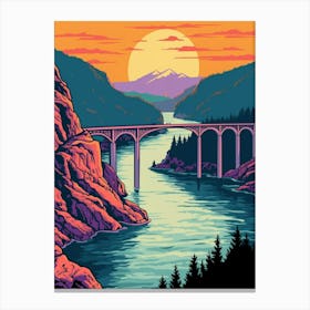 Columbia River Washington Retro Pop Art 16 Canvas Print