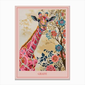 Floral Animal Painting Giraffe 2 Poster Canvas Print