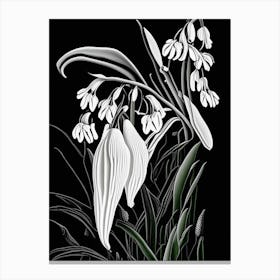 Lily Of The Valley Wildflower Linocut Canvas Print