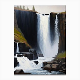 Skogarfoss Waterfall, Iceland Peaceful Oil Art  Canvas Print