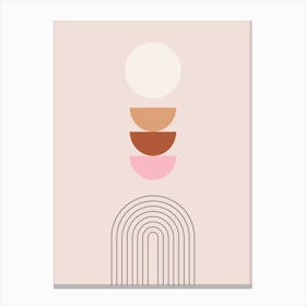 Mid Century Modern | 08 - Sun And Rainbow Blush Pink Canvas Print