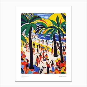 Copacabana Rio De Janeiro Matisse Style 3 Watercolour Travel Poster Canvas Print