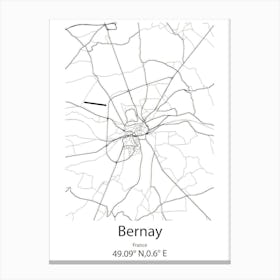 Bernay,France Minimalist Map Stampe su tela