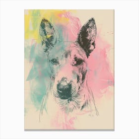 Bull Terrier Dog Pastel Line Watercolour Illustration  2 Canvas Print