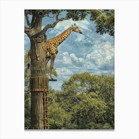 Giraffe In The Tree Canvas Print