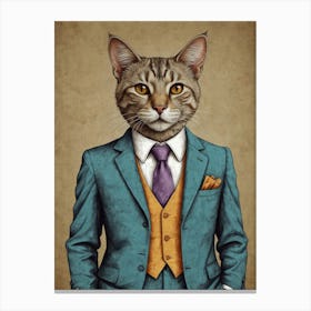 Cat In A Suit 12 Canvas Print