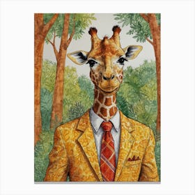 Giraffe In Suit 3 Canvas Print