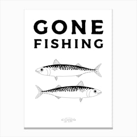 Gone Fishing Fineline Illustration Poster Canvas Print