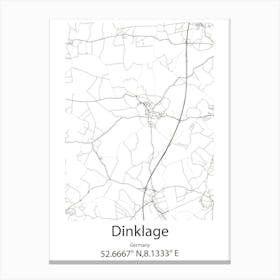 Dinklage,Germany Minimalist Map Canvas Print