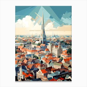 Antwerp, Belgium, Geometric Illustration 4 Canvas Print