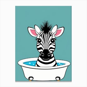 Zebra In A Bath Tub, whimsical animal art, 1103 Canvas Print
