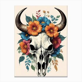 Floral Bison Skull (27) Canvas Print