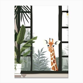 Giraffe In The Window Canvas Print