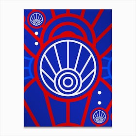 Geometric Abstract Glyph in White on Red and Blue Array n.0089 Canvas Print