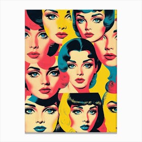 Retro Pop Art Women Collage Canvas Print