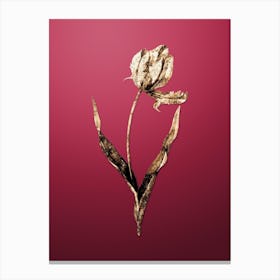 Gold Botanical Didier's Tulip on Viva Magenta Canvas Print