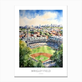 Wrigley Field 2 Chicago Watercolour Travel Poster Canvas Print