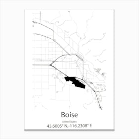 Boise,United States Minimalist Map Canvas Print