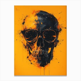 Skull Spectacle: A Frenzied Fusion of Deodato and Mahfood:Skull With Sunglasses 9 Canvas Print