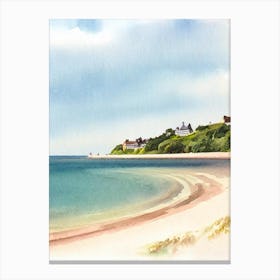 Shanklin Beach, Isle Of Wight Watercolour Canvas Print