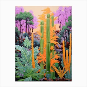 Mexican Style Cactus Illustration Carnegiea Gigantea Cactus 3 Canvas Print
